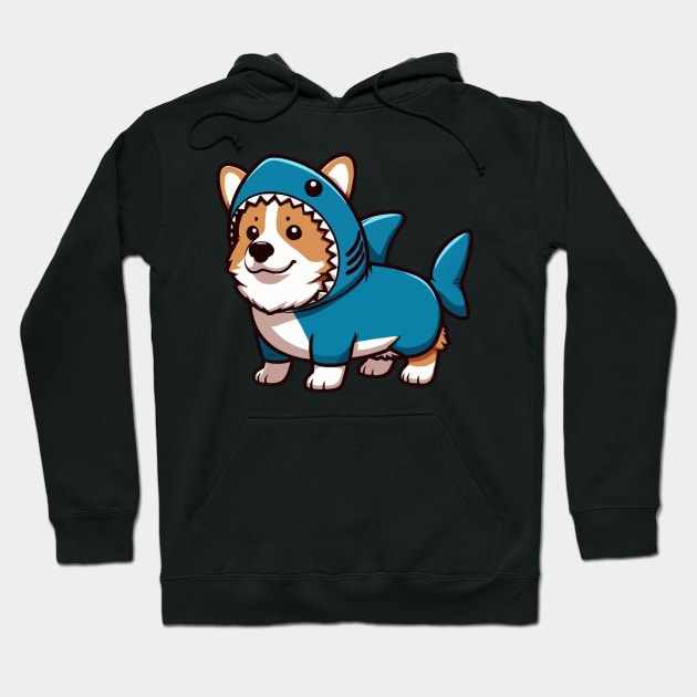 cute corgi in shark suit Hoodie by fikriamrullah